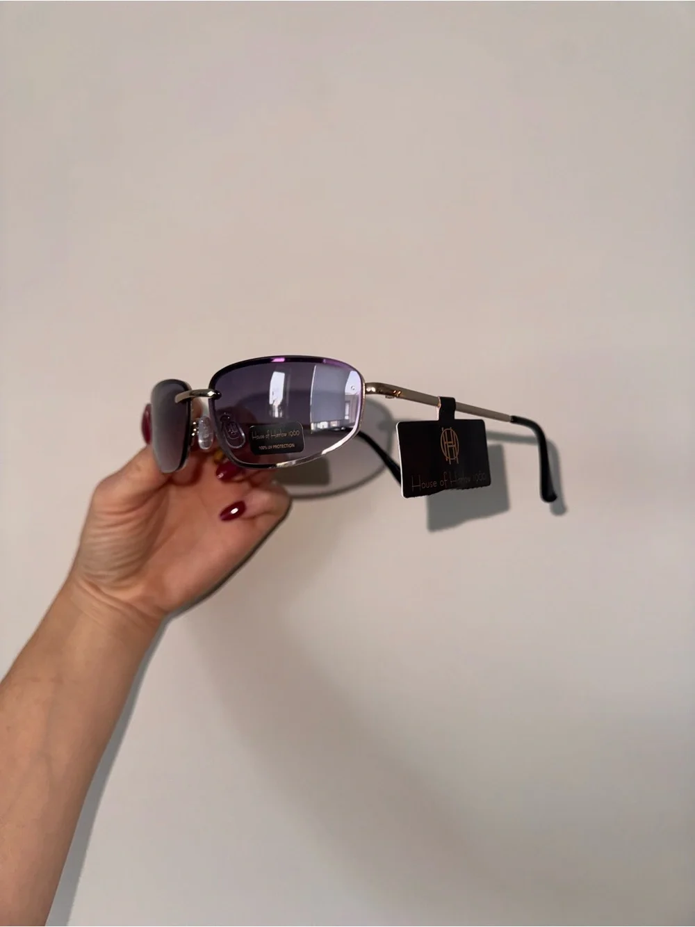 House of Harlow 1960 Rimless Purple Gradient Sunglasses